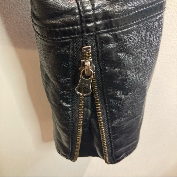 FREE PEOPLE Sz S Vegan Quilted Shoulder & Lining Zipper Snap Closure Moto Jacket - Picture 11 of 16